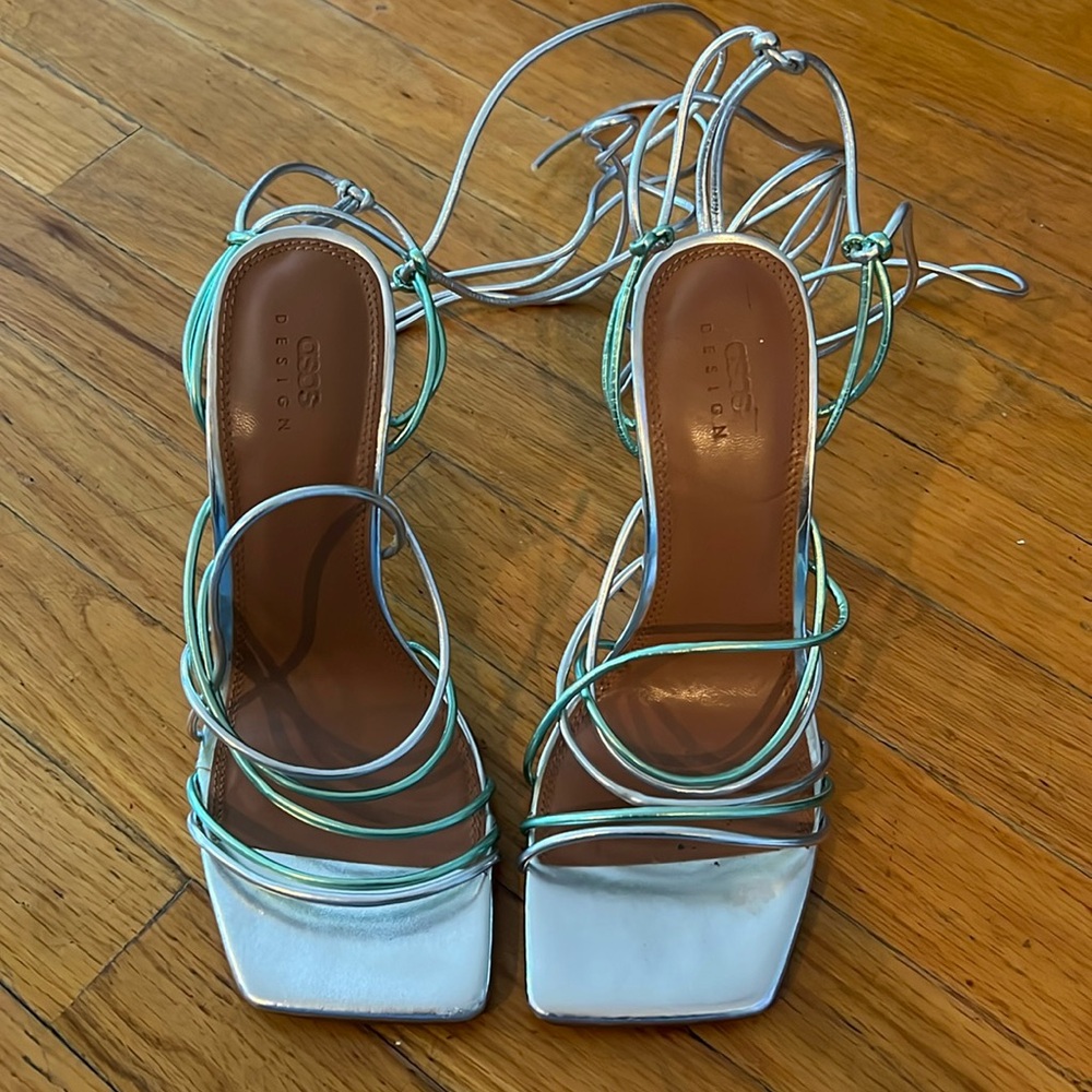Asos Silver/green strappy heels